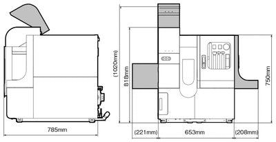 酸素・窒素・水素分析装置 EMGA-930　外形寸法図（単位：mm）